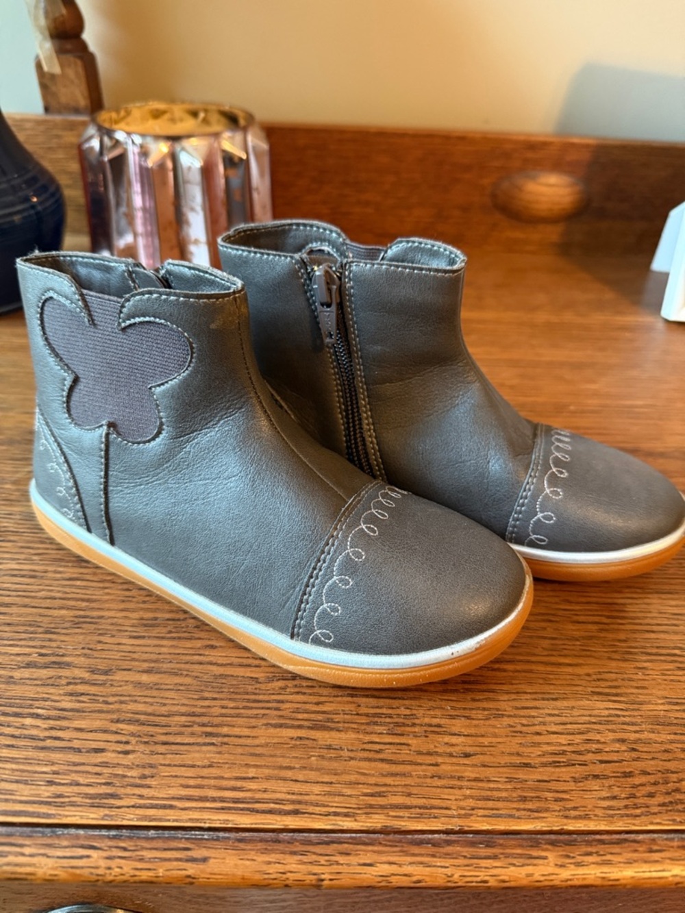 Livie & Luca Grey Butterfly Ankle Boots
